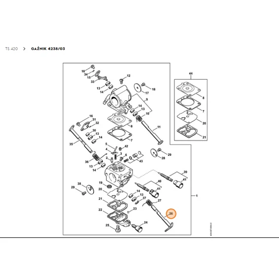 STIHL Przysłona przepustnicy z dźwignią 4238 120 7100